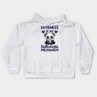 cuteness is my survival mechanism cute funny panda Kids Hoodie